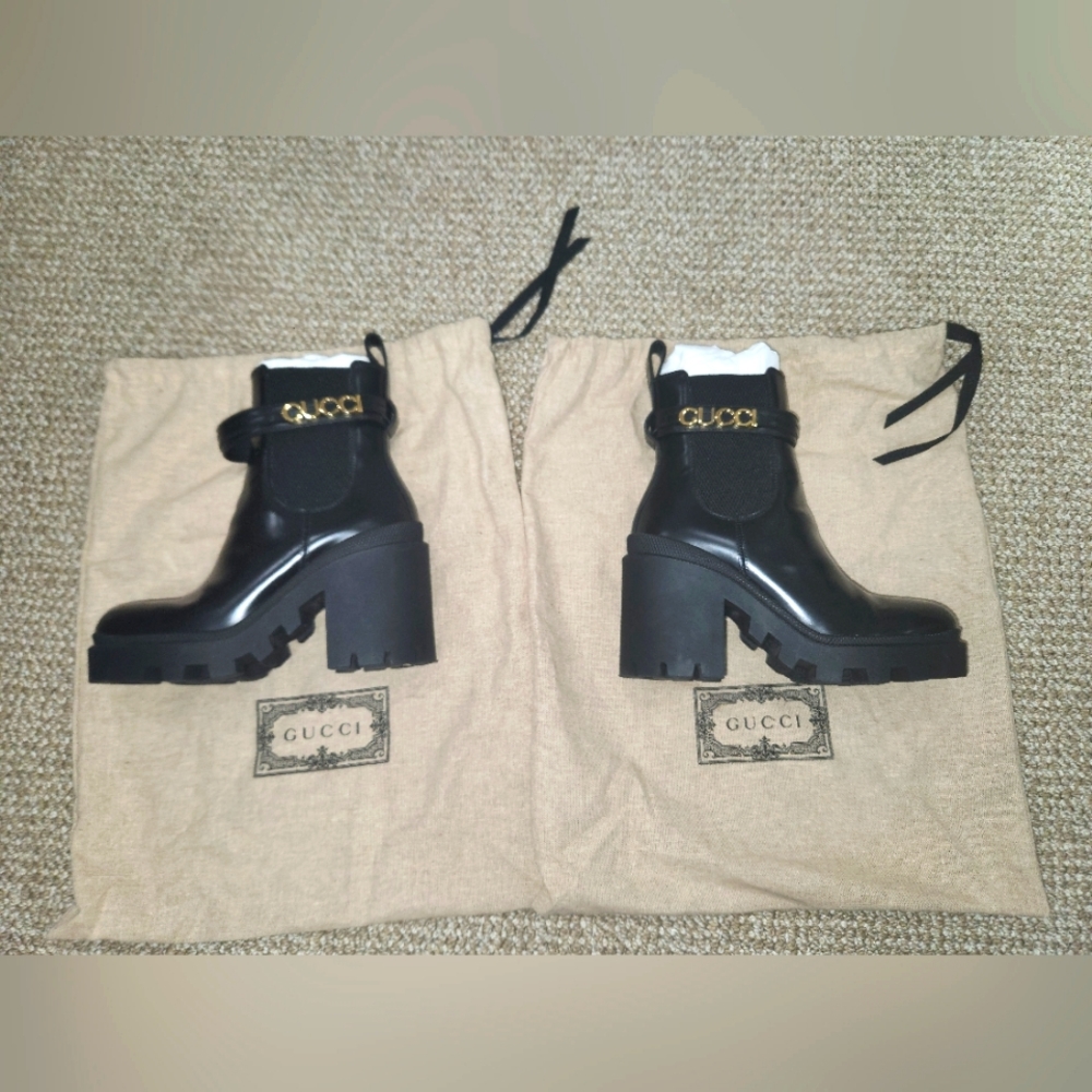 Gucci Trip Logo Strap Chelsea Boot (Women) 35.5 size 5.5